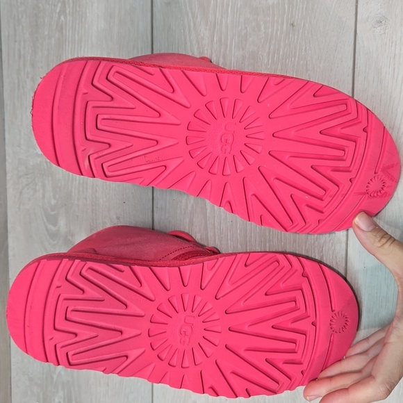 UGG Australia Wome Pink Suede Ankle Boots Sheepskin Shoes Sz 6 - Picture 11 of 13